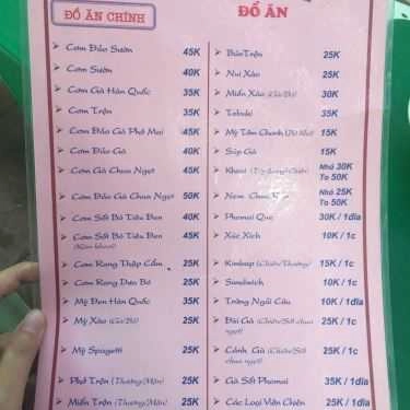 Thực đơn- Quán Cô Yên - Các Món Ăn Vặt