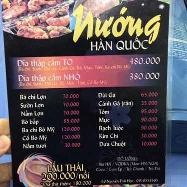 Thực đơn- Ăn vặt Quán Nướng Hàn Quốc - Nguyễn Thái Học