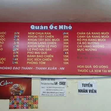 Thực đơn- Ăn vặt Quán Ốc Nhỏ
