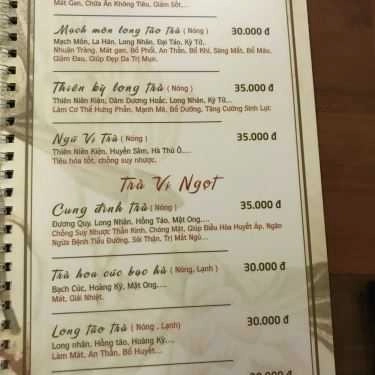 Thực đơn- Cafe Quý Phi Kim Trà - Trà Đạo Trung Hoa