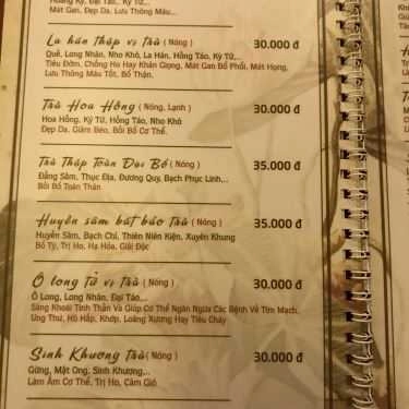 Thực đơn- Cafe Quý Phi Kim Trà - Trà Đạo Trung Hoa