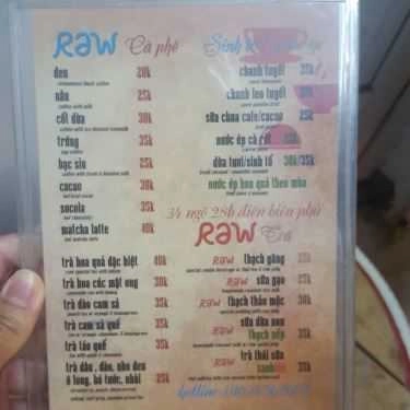 Thực đơn- Raw Cafe - Food & Drinks