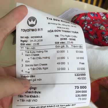 Tổng hợp- Cafe Royaltea - Hoàng Cầu
