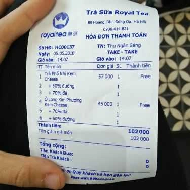 Thực đơn- Cafe Royaltea - Hoàng Cầu