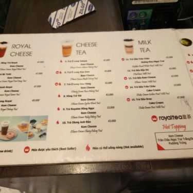 Thực đơn- Cafe Royaltea - Lò Đúc