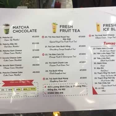 Thực đơn- Cafe Royaltea - Lương Định Của