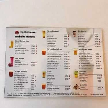 Thực đơn- Cafe Royaltea 皇冕皇茶- Lương Yên