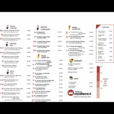 Thực đơn- Cafe Royaltea Premium - Trần Quốc Hoàn