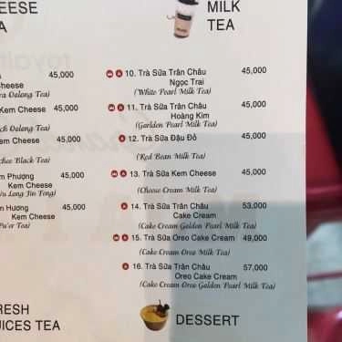 Thực đơn- Cafe Royaltea - A12 Tôn Thất Tùng