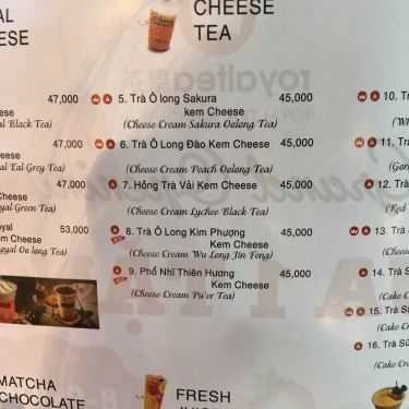 Thực đơn- Cafe Royaltea - A12 Tôn Thất Tùng