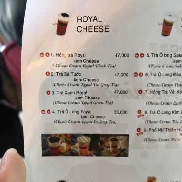 Thực đơn- Cafe Royaltea - A12 Tôn Thất Tùng