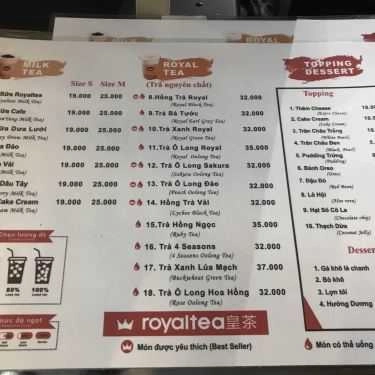 Thực đơn- Cafe Royaltea - Trà Sữa Hồng Kông - Nguyễn Trãi