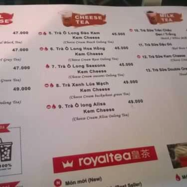 Thực đơn- Cafe Royaltea - Trà Sữa Hồng Kông - Nguyễn Trãi