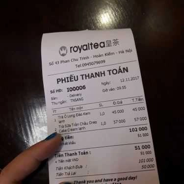 Thực đơn- Cafe Royaltea - Trà Sữa Hồng Kông - Phan Chu Trinh