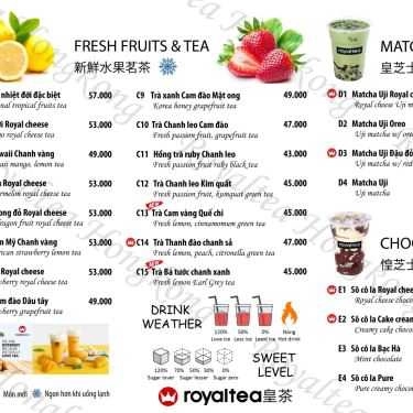 Thực đơn- Cafe Royaltea - Trà Sữa Hồng Kông - Trần Đại Nghĩa