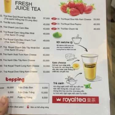 Thực đơn- Cafe Royaltea - Trần Hưng Đạo