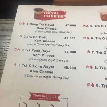 Thực đơn- Cafe Royaltea Việt Nam - Trà Sữa Hồng Kông - Nguyễn Trãi