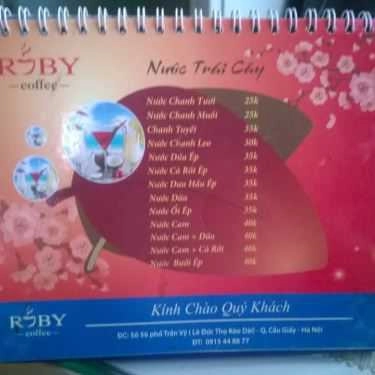 Thực đơn- Ruby Coffee - Trần Vỹ