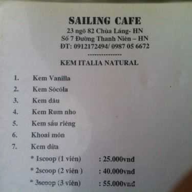 Thực đơn- Sailing Cafe