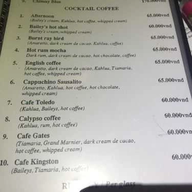 Thực đơn- Sailing Cafe - Thanh Niên