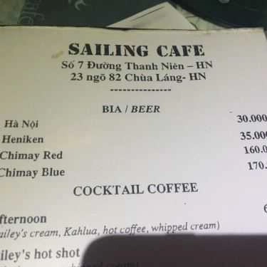 Thực đơn- Sailing Cafe - Thanh Niên