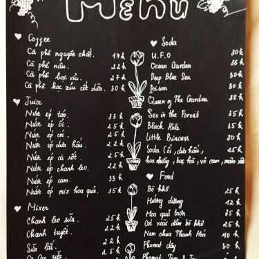 Thực đơn- Secret Garden Cafe - Ao Sen