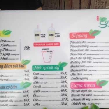 Thực đơn- Cafe Sengocha Milk Tea & Juice