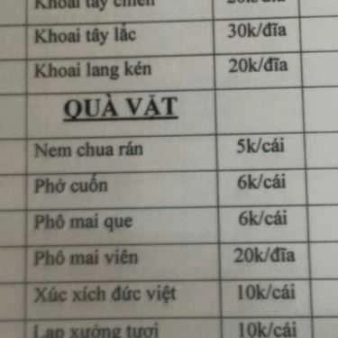 Thực đơn- Ăn vặt Mẹ Ong Nghĩa Tân - Chè Sầu Liên, Bánh Gà & Quà Vặt