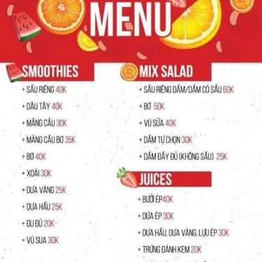 Thực đơn- Cafe Sinh Tố Hồng - Hàng Mành