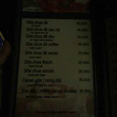 Thực đơn- Sky View Cafe - Hoàng Cầu
