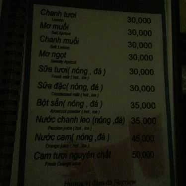 Thực đơn- Sky View Cafe - Hoàng Cầu