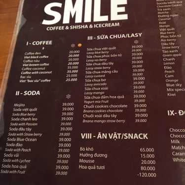 Thực đơn- Smile - Coffee, Shisha & Ice Cream