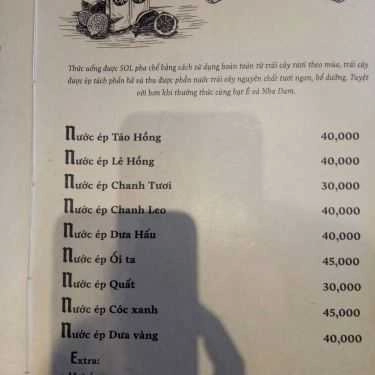 Thực đơn- Cafe Sol Kafe