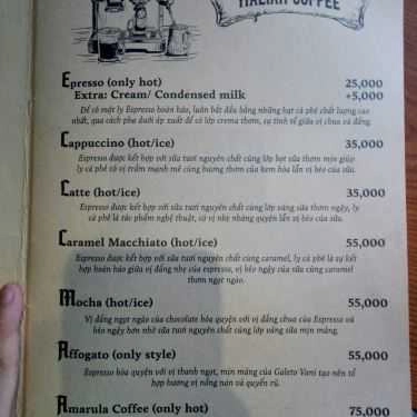 Thực đơn- Cafe Sol Kafe