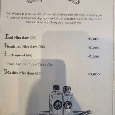 Thực đơn- Cafe Sol Kafe