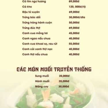 Thực đơn- Nhà Hàng Sơn Cước - Đặc Sản Rừng - 186 Hào Nam