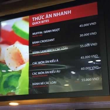 Thực đơn- Star Cafe - Sân Bay Nội Bài