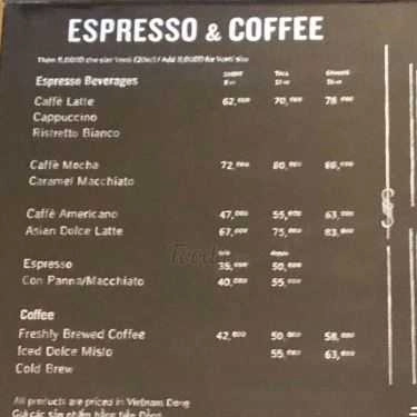 Thực đơn- Starbucks Coffee - Mỗ Lao