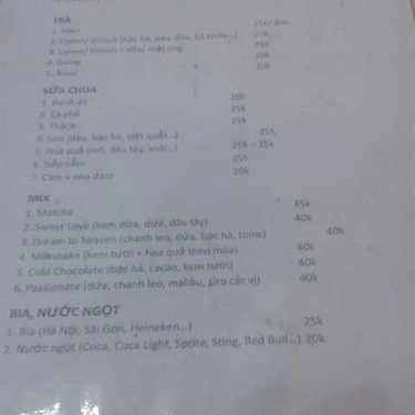 Thực đơn- Susu Cafe