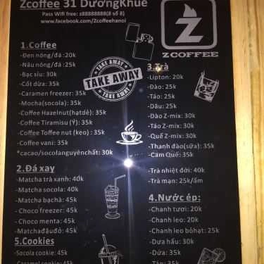 Thực đơn- Z Coffee - Dương Khuê