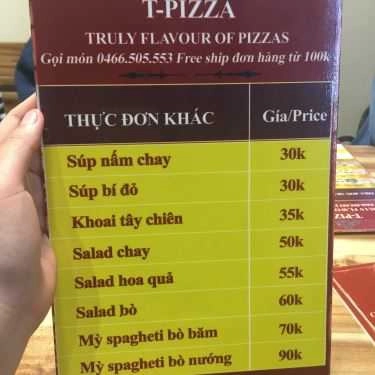 Thực đơn- Nhà Hàng T-Pizza