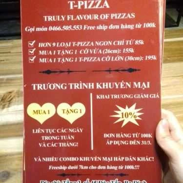 Thực đơn- Nhà Hàng T-Pizza