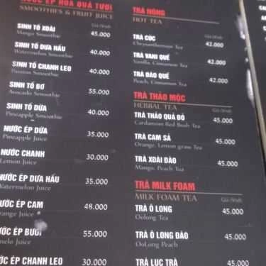 Thực đơn- Ta Coffee - Times City