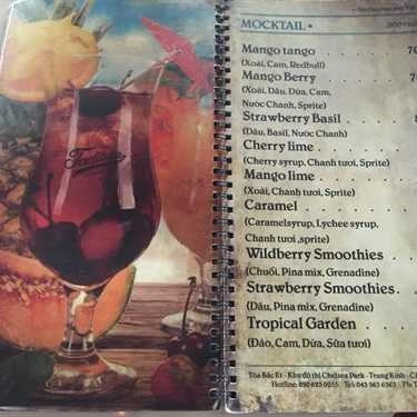 Thực đơn- Tadibar Cafe & Lounge - Chelsea Park