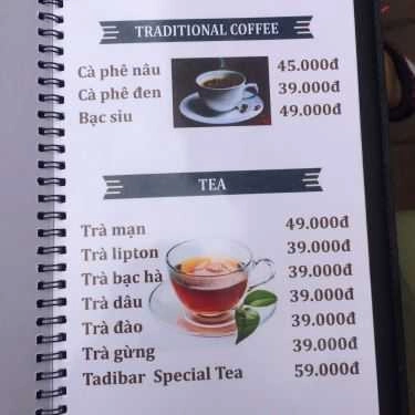 Thực đơn- Tadibar Cafe & Lounge - Chelsea Park