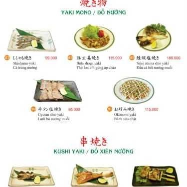 Thực đơn- Nhà Hàng Takumi Restaurant - Ẩm Thực Nhật Bản