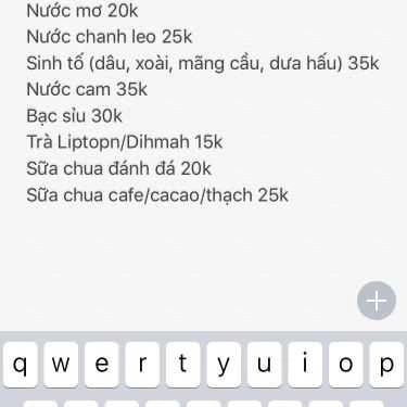 Thực đơn- Tám Cafe - Huỳnh Thúc Kháng