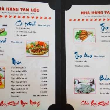 Thực đơn- Nhà Hàng Tam Lộc - Bia & Món Nhậu