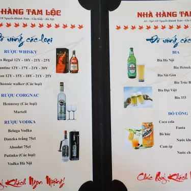 Thực đơn- Nhà Hàng Tam Lộc - Bia & Món Nhậu