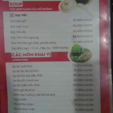 Thực đơn- Nhà Hàng Tâm Phương Quán - Ẩm Thực Việt